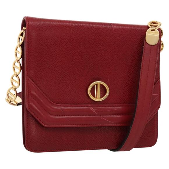 DIOR Shoulder Bag Leather Gold Red - Picture 1 of 12